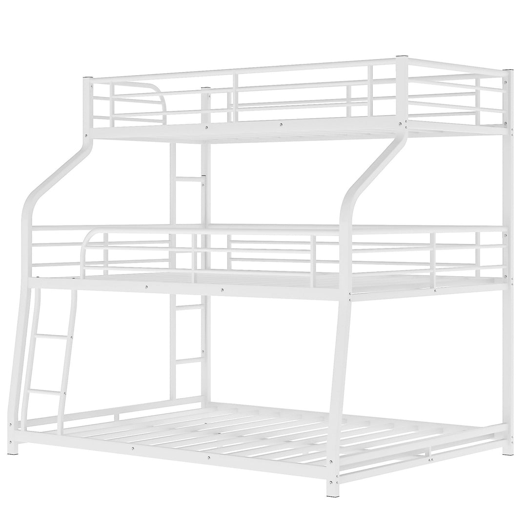 White Twin XL over Full XL over Queen Size Bunk Bed Image 7