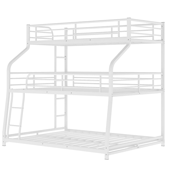 White Twin XL over Full XL over Queen Size Bunk Bed Image 7