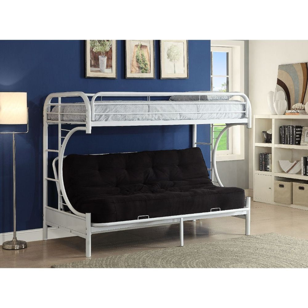 White Twin XL Over Queen Futon Bunk Bed Image 1