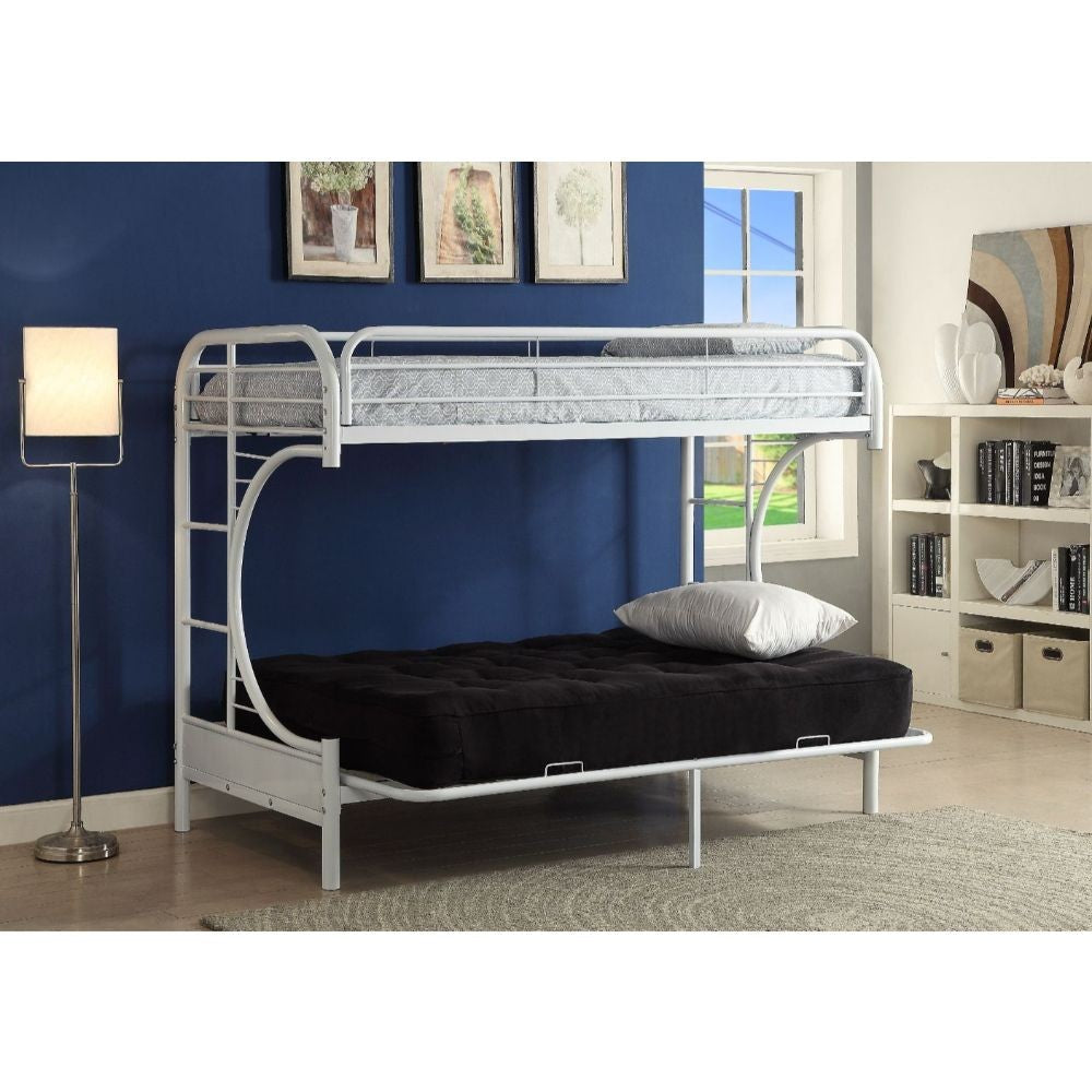 White Twin XL Over Queen Futon Bunk Bed Image 2