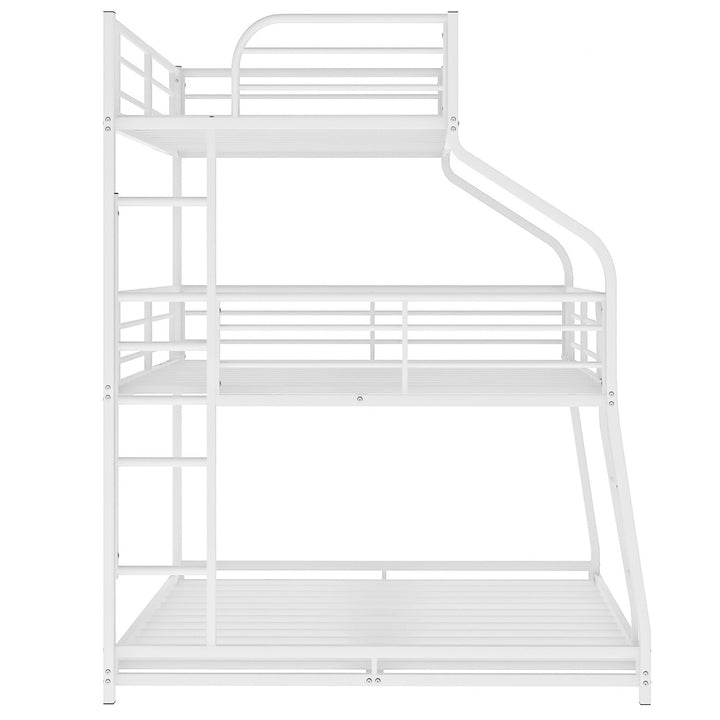 White Twin XL over Full XL over Queen Size Bunk Bed Image 9