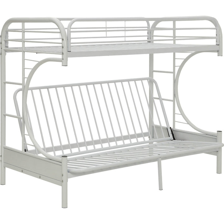 White Twin XL Over Queen Futon Bunk Bed Image 4