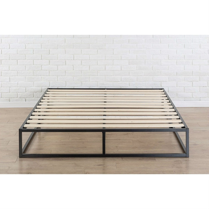 Twin size 10-inch Low Profile Modern Metal Platform Bed Frame with Wooden Slats Image 2