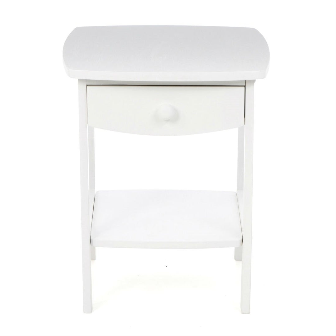 White Wood Contemporary 1-Drawer Bedside Table Nightstand Image 3