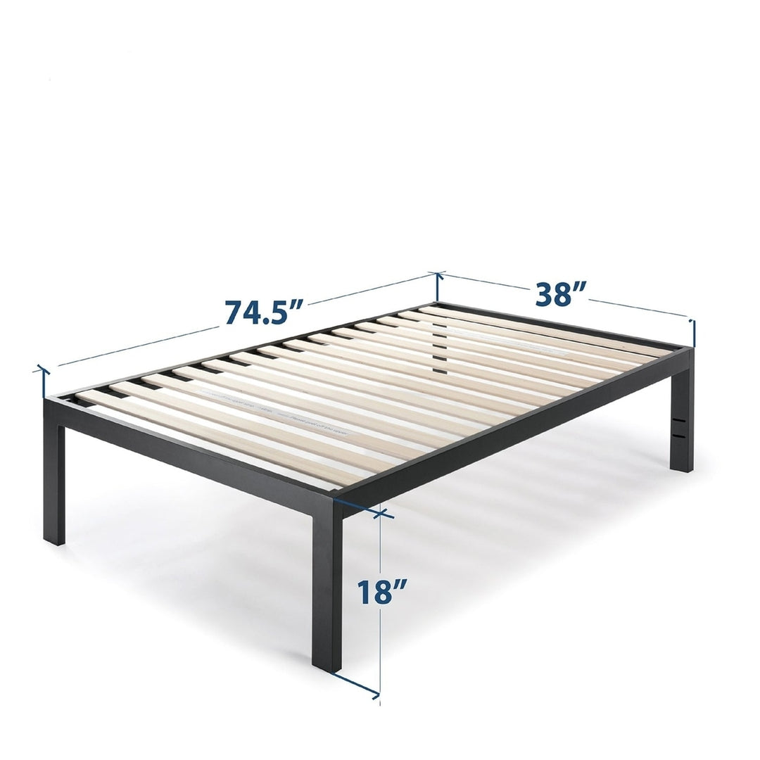 Twin size 18 Inch Easy Assemble Metal Platform Bed Frame Wooden Slats Image 2