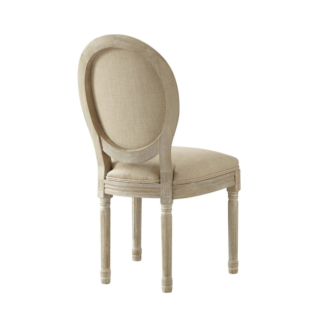 Tufted Gray and Brown Upholstered Linen Dining Side Chair Image 7