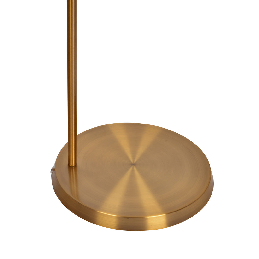 Zenith Offset Brass Base Floor Lamp with Drum-shaped Linen Shade Image 4