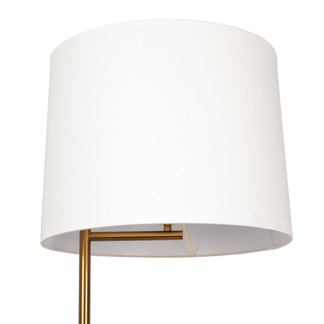 Zenith Offset Brass Base Floor Lamp with Drum-shaped Linen Shade Image 5