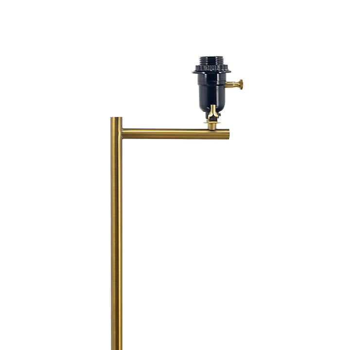 Zenith Offset Brass Base Floor Lamp with Drum-shaped Linen Shade Image 6