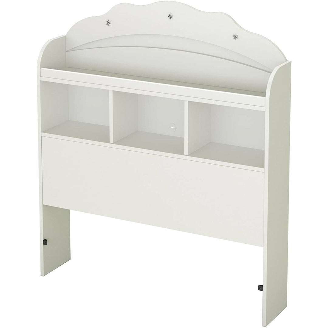 Twin size Bookcase Headboard in White Wood Finish Image 1