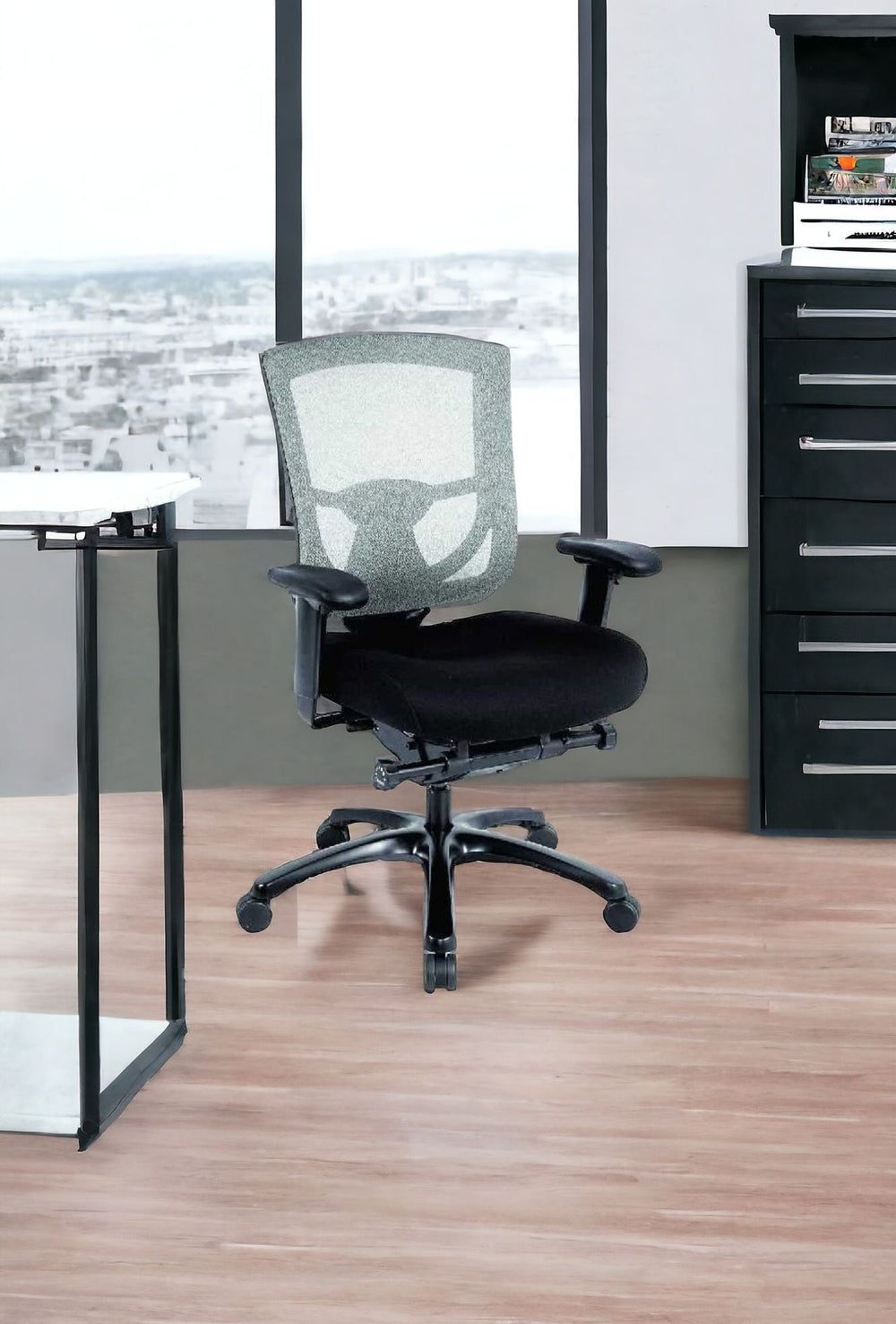 Slate Gray and Black Adjustable Swivel Mesh Rolling Office Chair Image 2