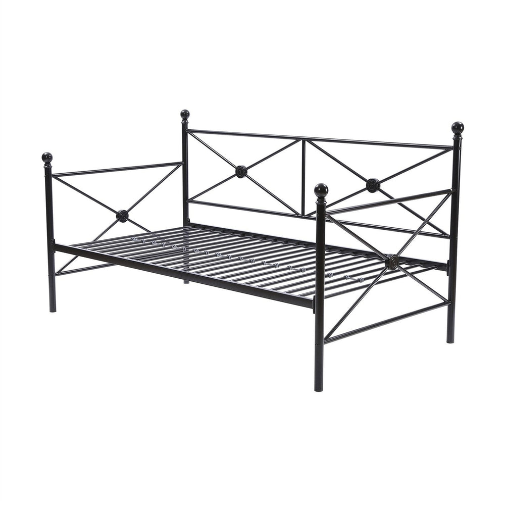 Twin size Contemporary Daybed and Trundle Set in Black Metal Finish Image 2