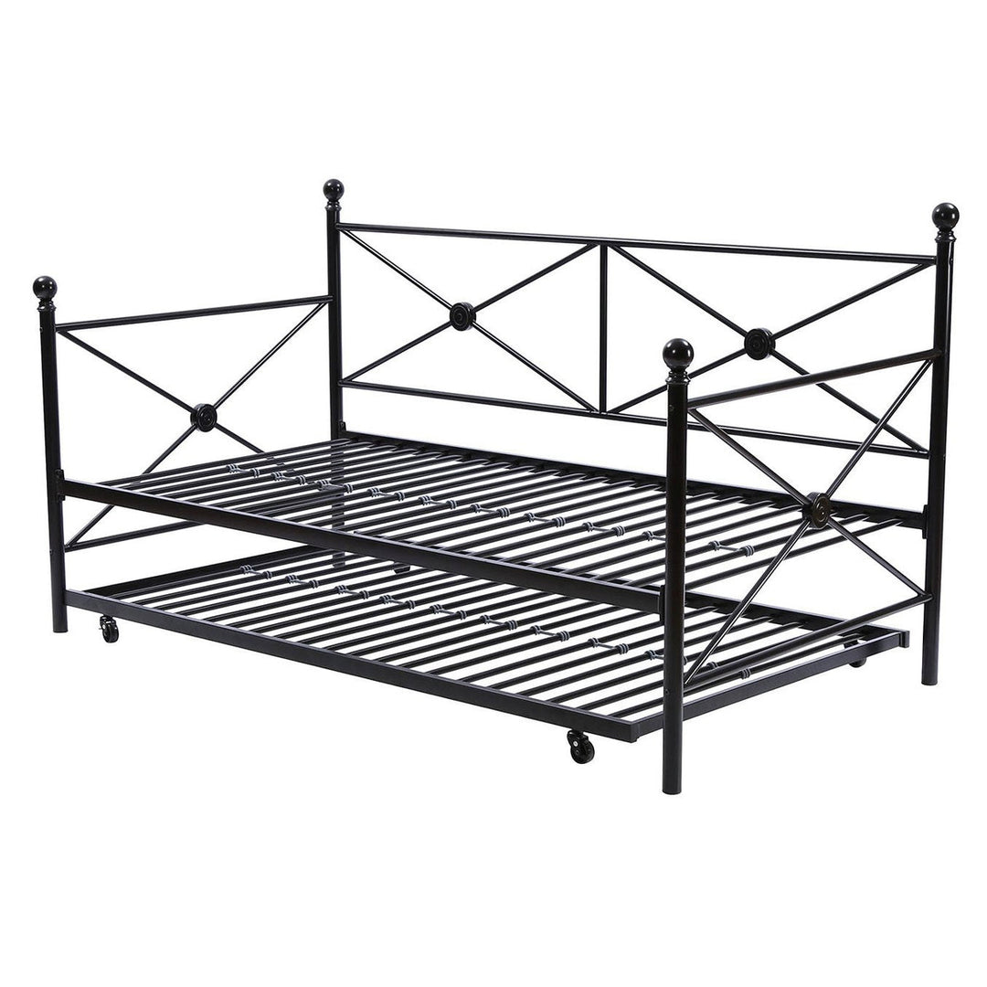 Twin size Contemporary Daybed and Trundle Set in Black Metal Finish Image 4