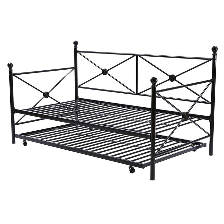 Twin size Contemporary Daybed and Trundle Set in Black Metal Finish Image 4