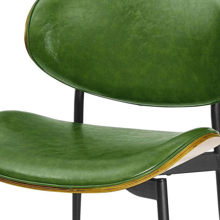 Set of Two Green And Black Upholstered Faux Leather Curved Back Dining Side Chairs Image 8