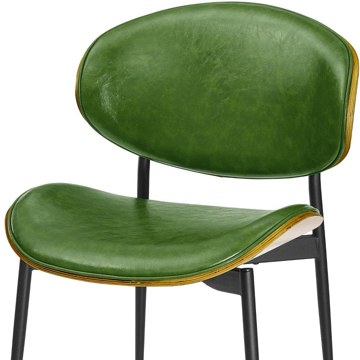 Set of Two Green And Black Upholstered Faux Leather Curved Back Dining Side Chairs Image 9