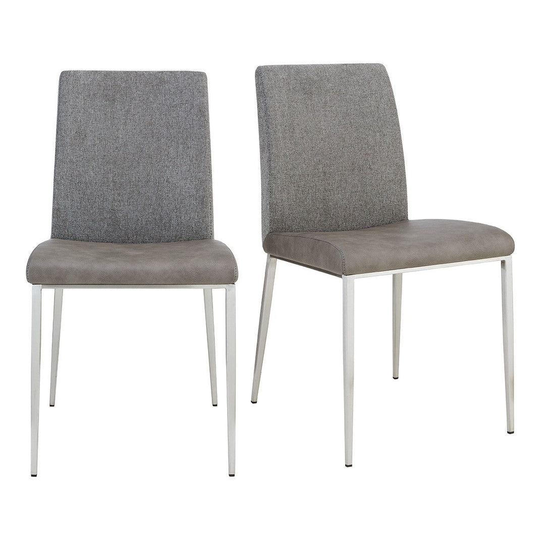 Set of Two Light Brown and Gray Stainless Steel Chairs Image 6