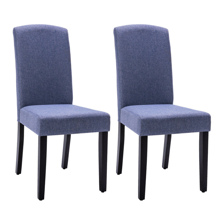 Set of Two Navy Blue And Black Upholstered Polyester Dining Parsons Chairs Image 1