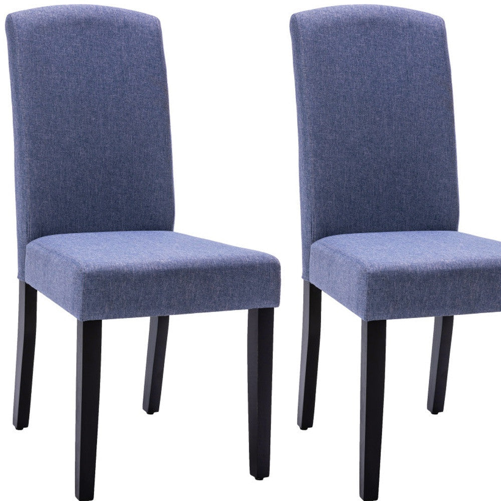 Set of Two Navy Blue And Black Upholstered Polyester Dining Parsons Chairs Image 3