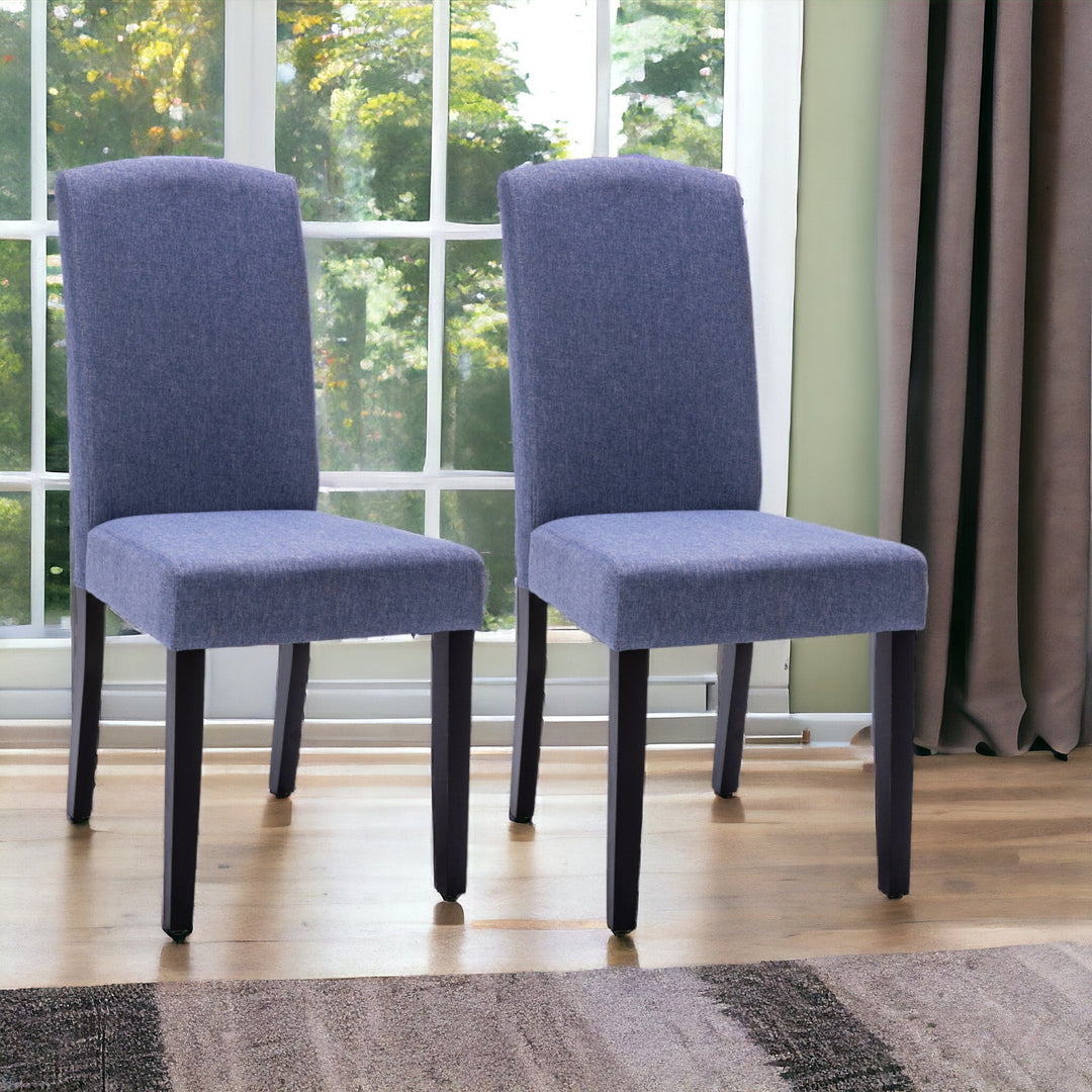 Set of Two Navy Blue And Black Upholstered Polyester Dining Parsons Chairs Image 4