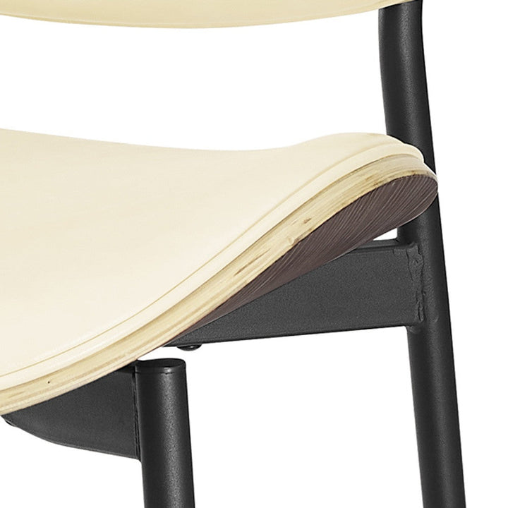 Set of Two Off White And Black Upholstered Faux Leather Curved Back Dining Side Chairs Image 9