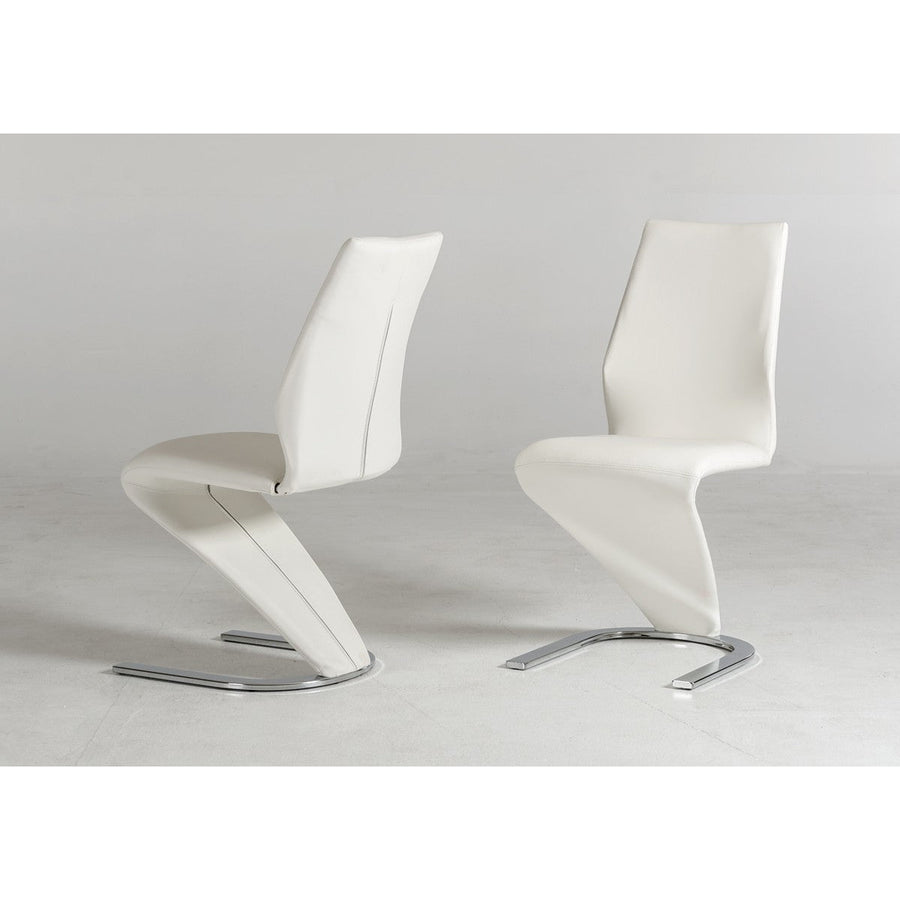 Set of Two White Faux Leather Modern Dining Chairs Image 1