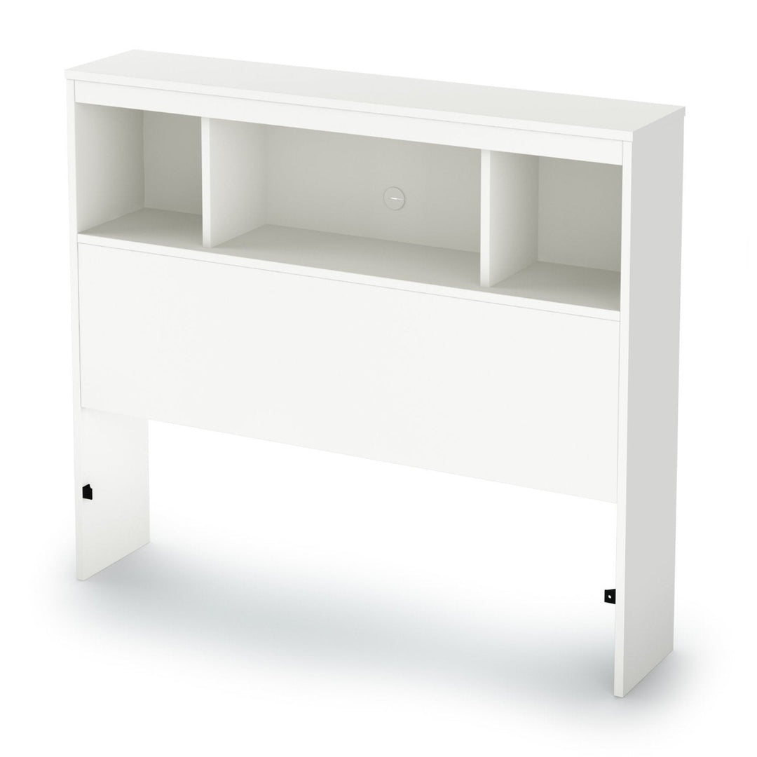 Twin size Modern Bookcase Headboard in White Wood Finish Image 1