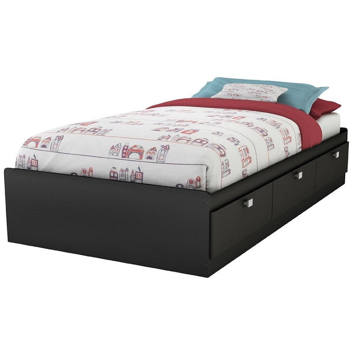 Twin size Platform Bed with 3 Storage Drawers in Black Finish Image 1