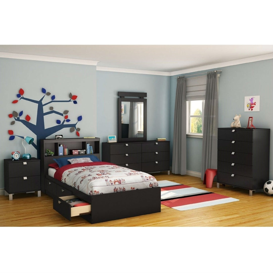 Twin size Platform Bed with 3 Storage Drawers in Black Finish Image 2