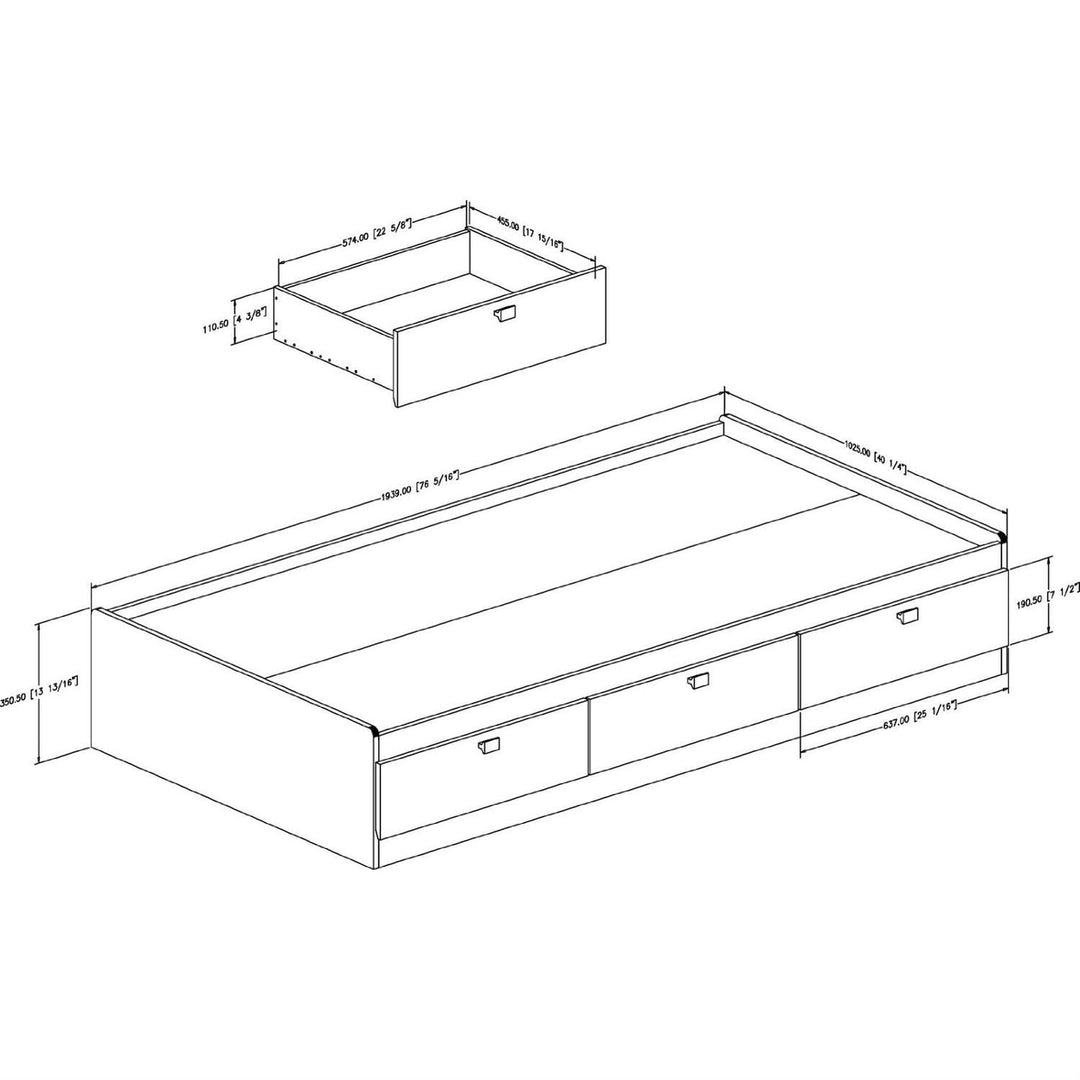 Twin size Platform Bed with 3 Storage Drawers in Black Finish Image 3