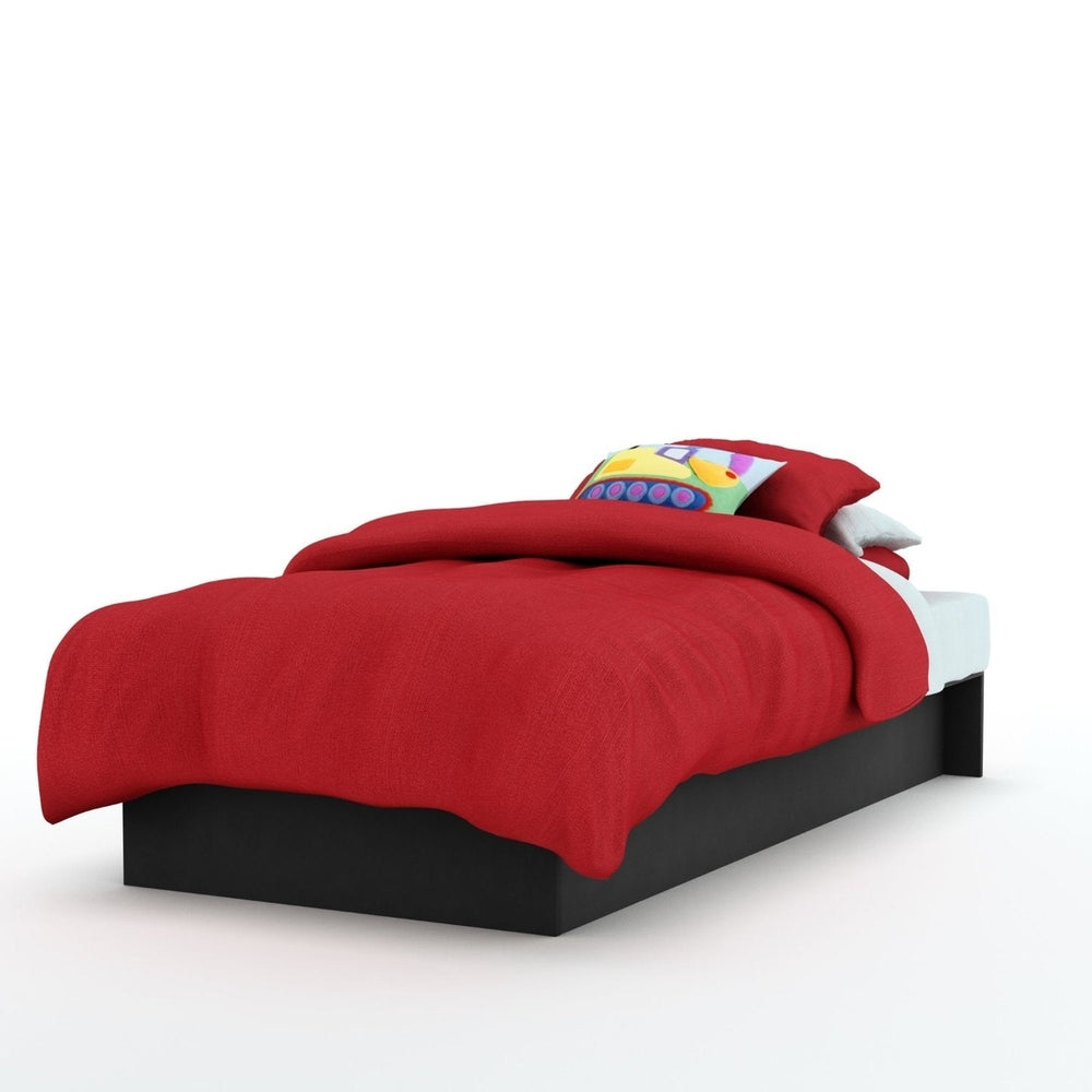 Twin size Platform Bed Frame in Black Wood Finish Image 2