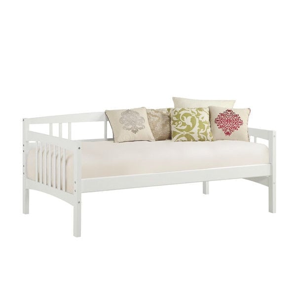 Twin size Traditional Pine Wood Day Bed Frame in White Finish Image 1