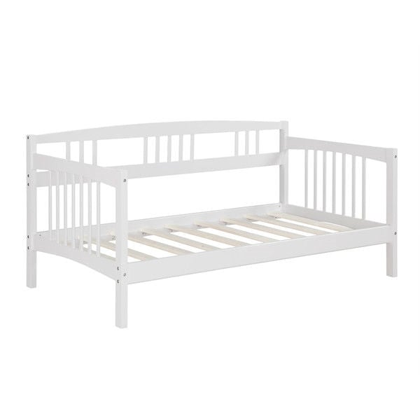 Twin size Traditional Pine Wood Day Bed Frame in White Finish Image 2