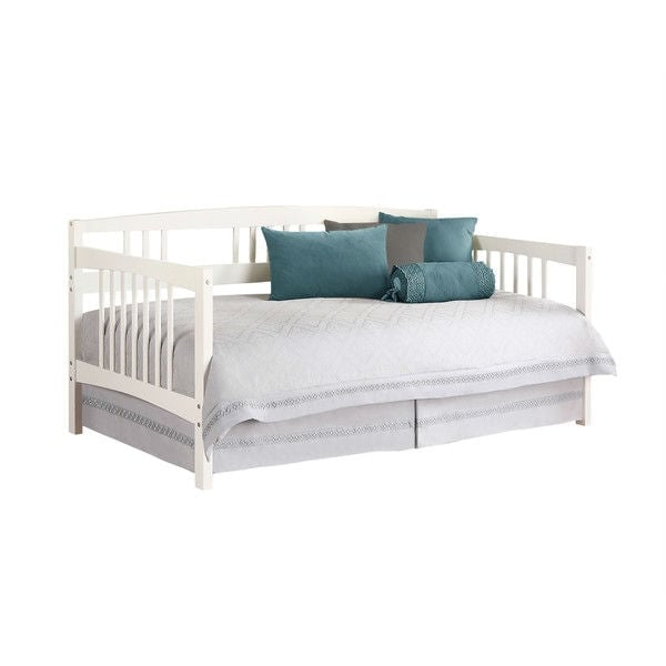 Twin size Traditional Pine Wood Day Bed Frame in White Finish Image 3