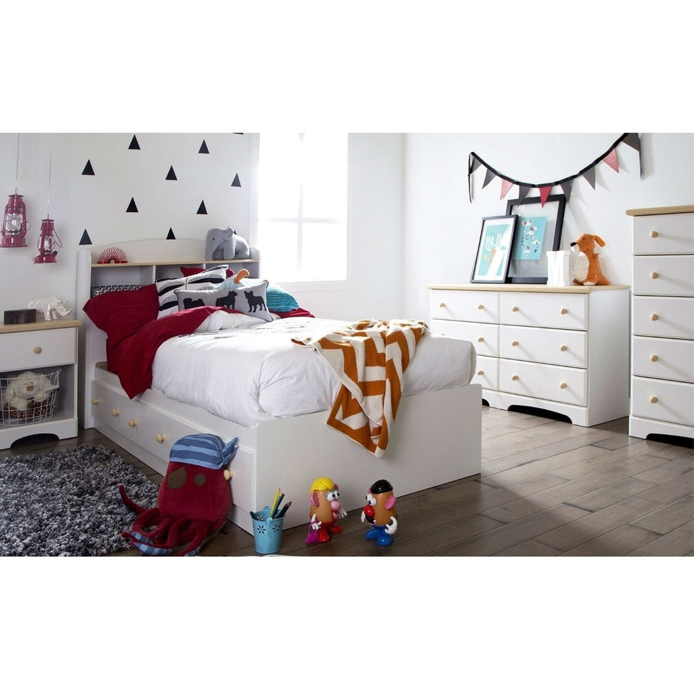 Twin size White Wood Platform Bed Daybed with Storage Drawers Image 2