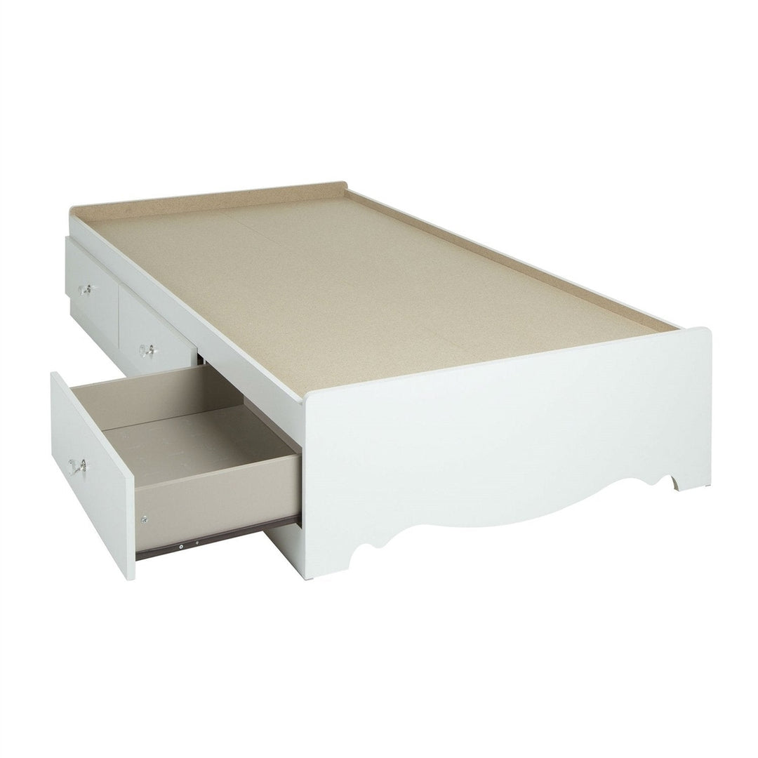 Twin size White Wood Platform Day Bed with Storage Drawers Image 2