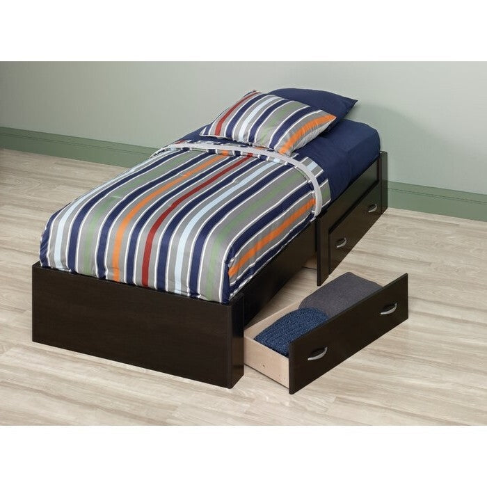 Twin Storage Platform Bed with 2 Drawers Cinnamon Cherry - Made In USA Image 3