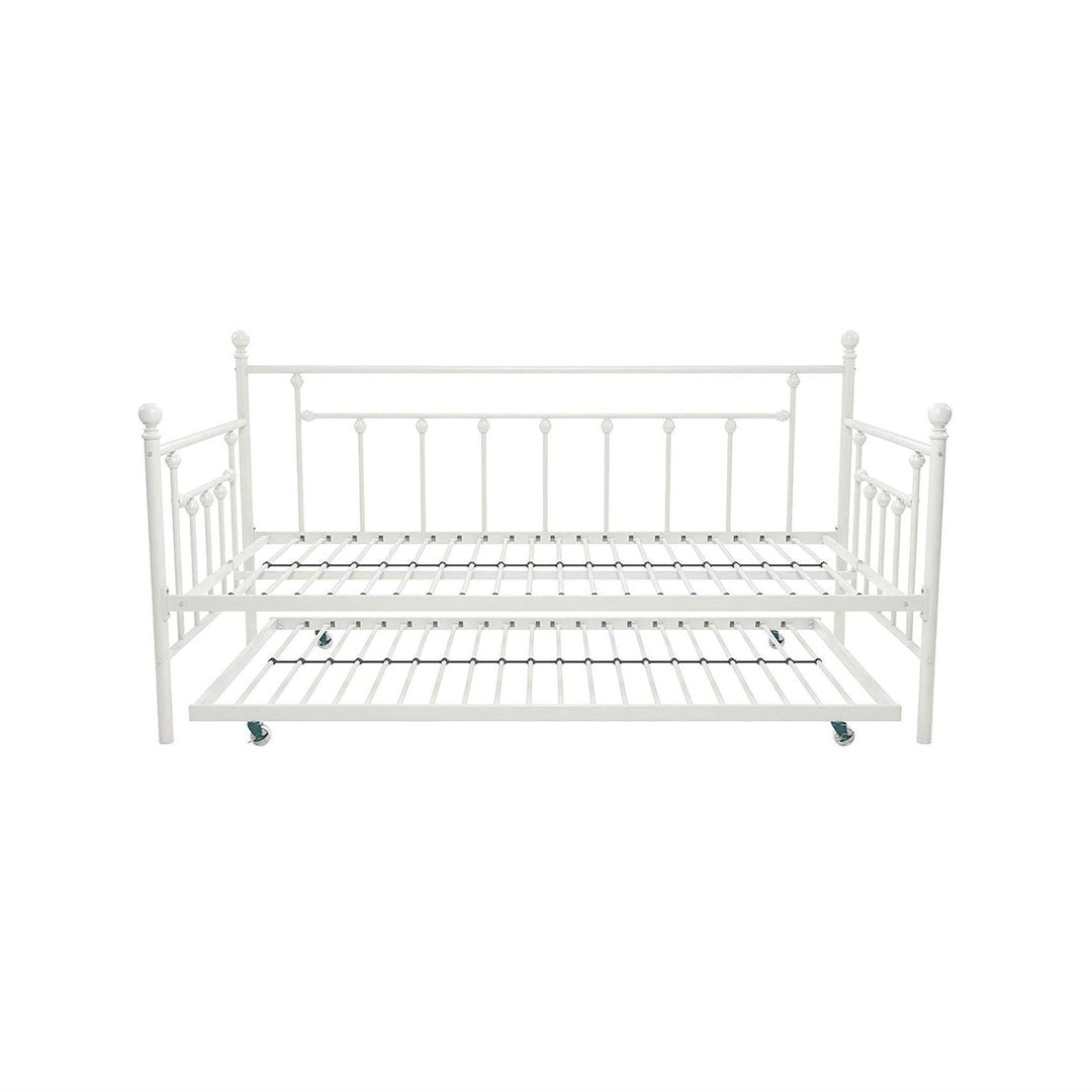 Twin White Metal Daybed Frame with Roll-Out Turndle Bed Image 3