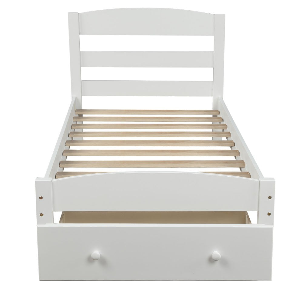 Twin White Upholstered Bed Image 1