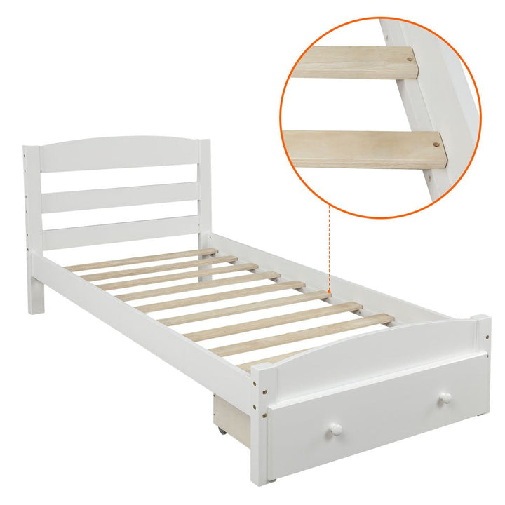 Twin White Upholstered Bed Image 4