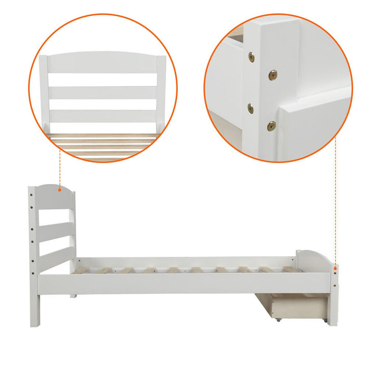 Twin White Upholstered Bed Image 5