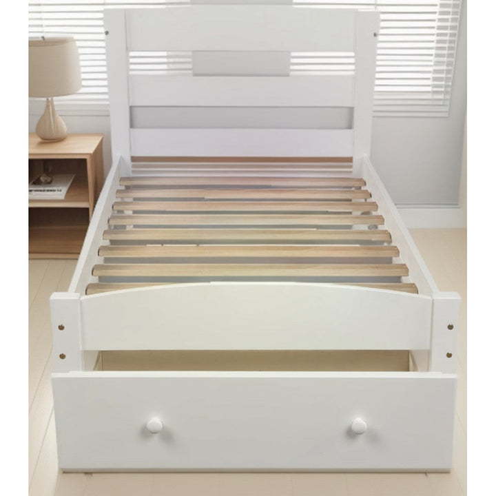 Twin White Upholstered Bed Image 7