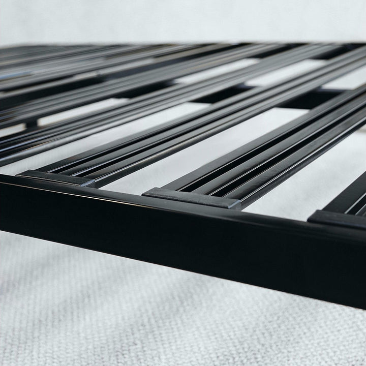 Twin XL Heavy Duty Wide Slat Steel Platform Bed Frame in Black Metal Finish Image 2