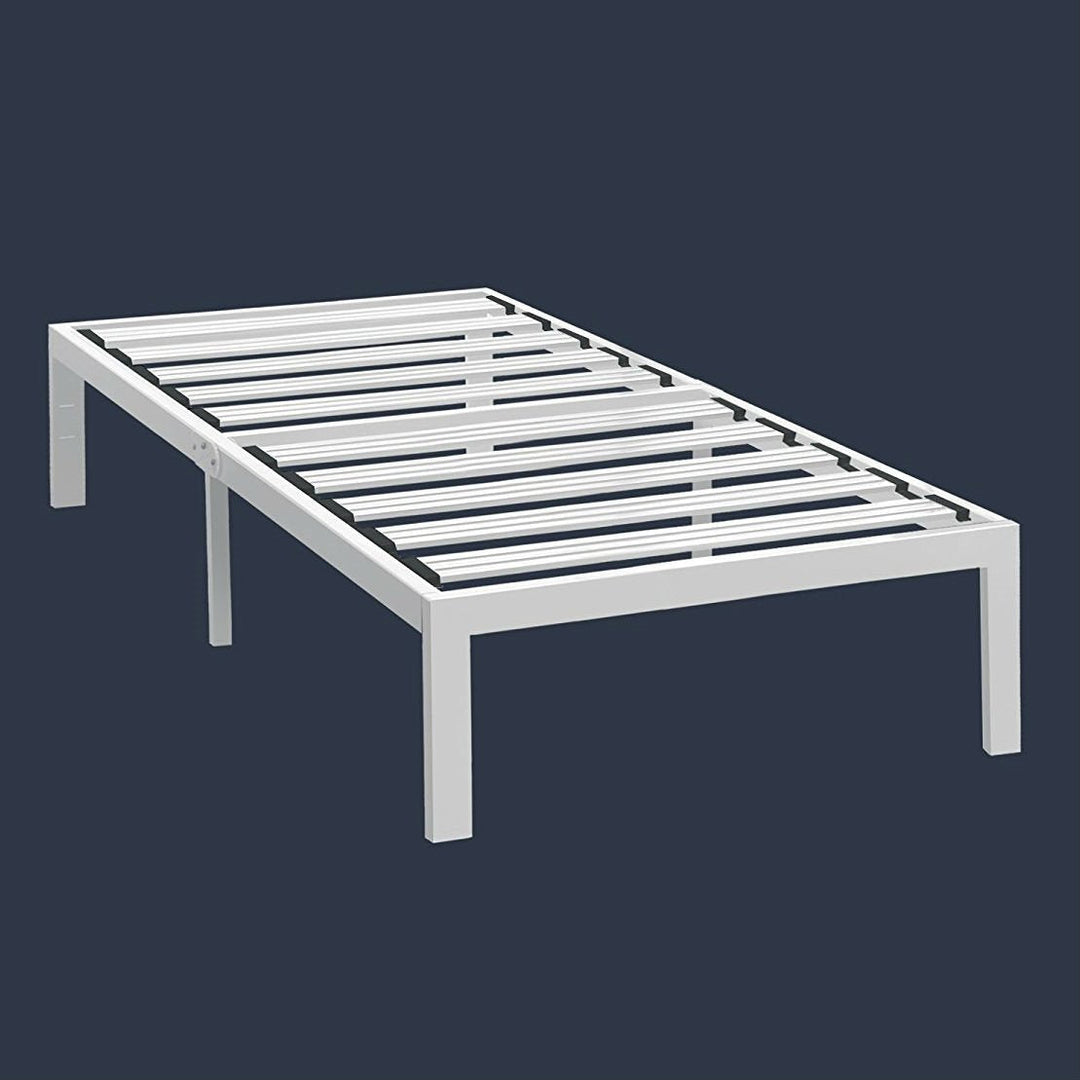 Twin XL Modern Heavy Duty Metal Platform Bed Frame in White Image 1