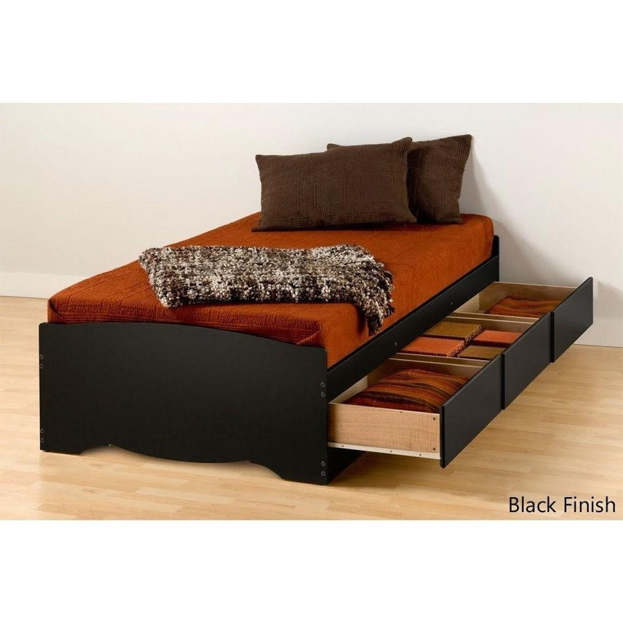 Twin XL Platform Bed Frame with 3 Storage Drawers in Black Image 1