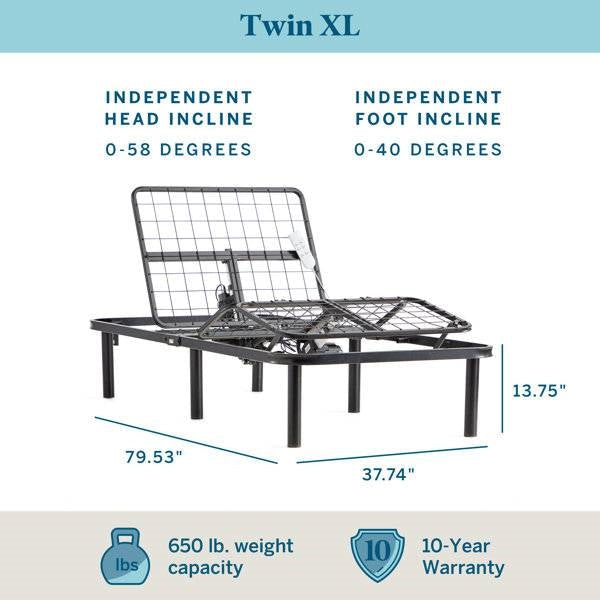 Twin XL Size Electric Head Foot Adjustable Bed Base with Remote Image 4