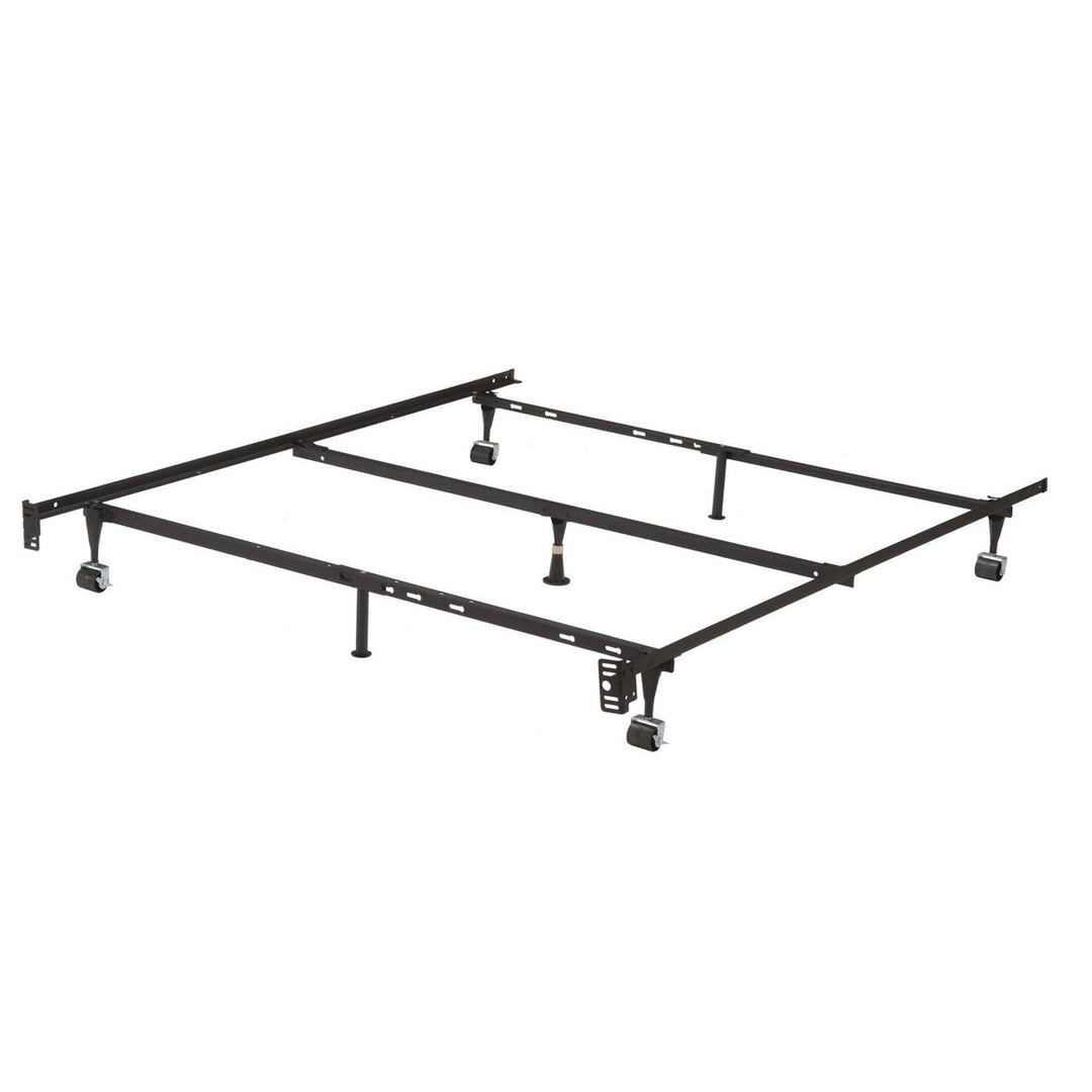 Twin, Full, Queen Sturdy Black Metal Adjustable Bed Frame w/Headboard Brackets Image 1