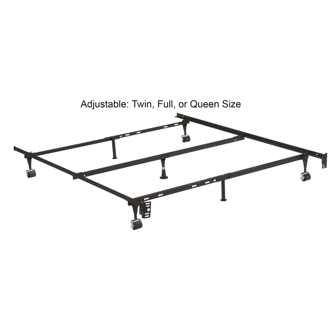 Twin, Full, Queen Sturdy Black Metal Adjustable Bed Frame w/Headboard Brackets Image 3