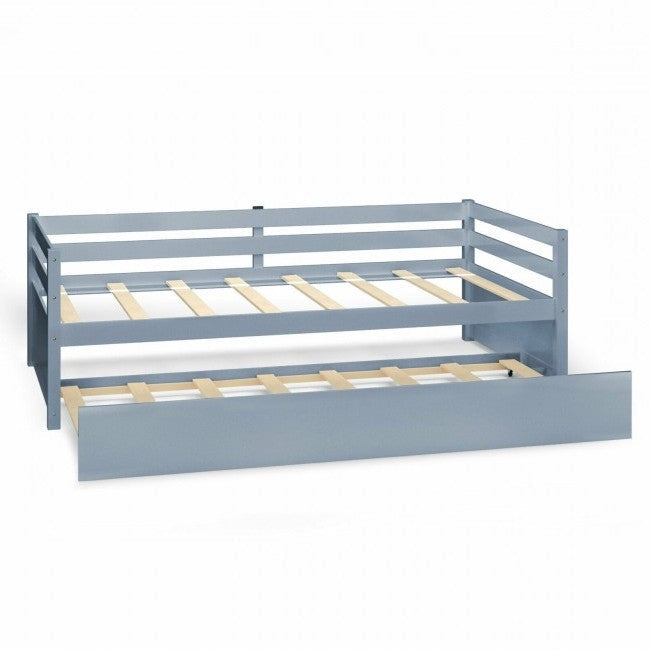 Twin/Twin Dorm Style Trundle Daybed Platform Bed Frame in Grey Image 2