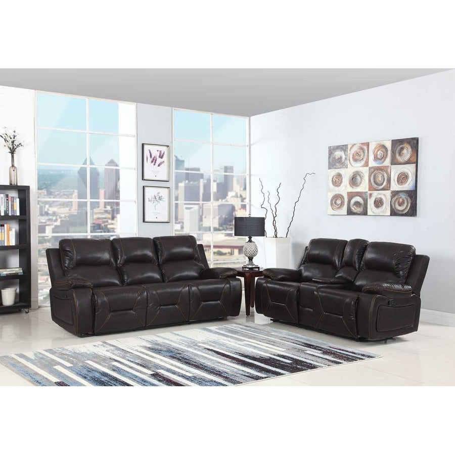 Two Piece Indoor Brown Faux Leather Five Person Seating Set Image 1